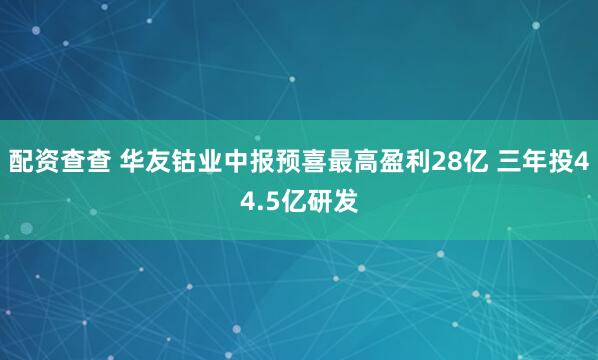 配资查查 华友钴业中报预喜最高盈利28亿 三年投44.5亿研发
